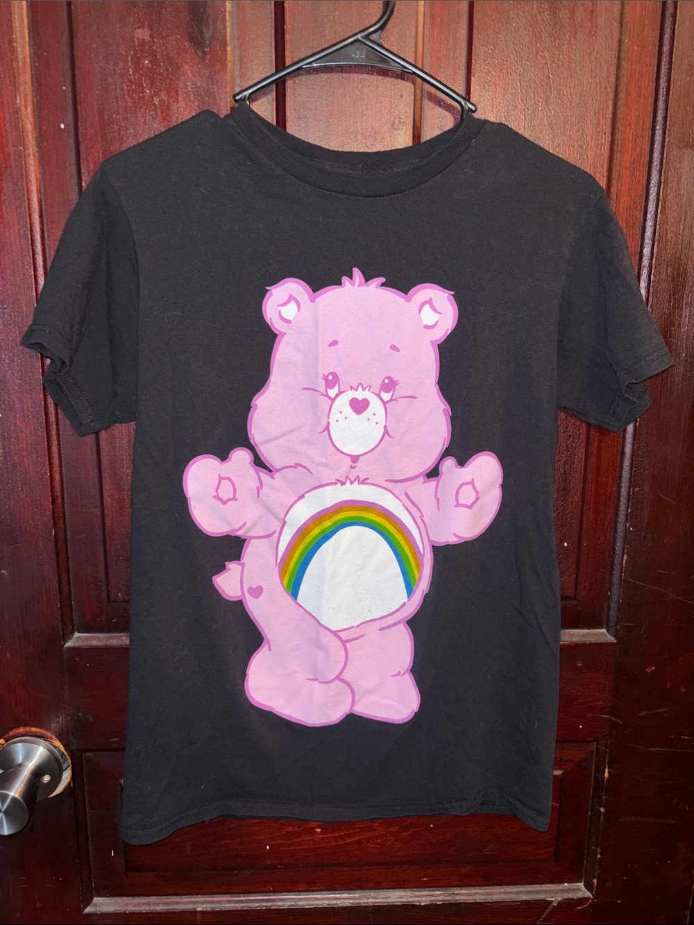 Care Bears Pink Bear Rainbow Belly Graphic Tee